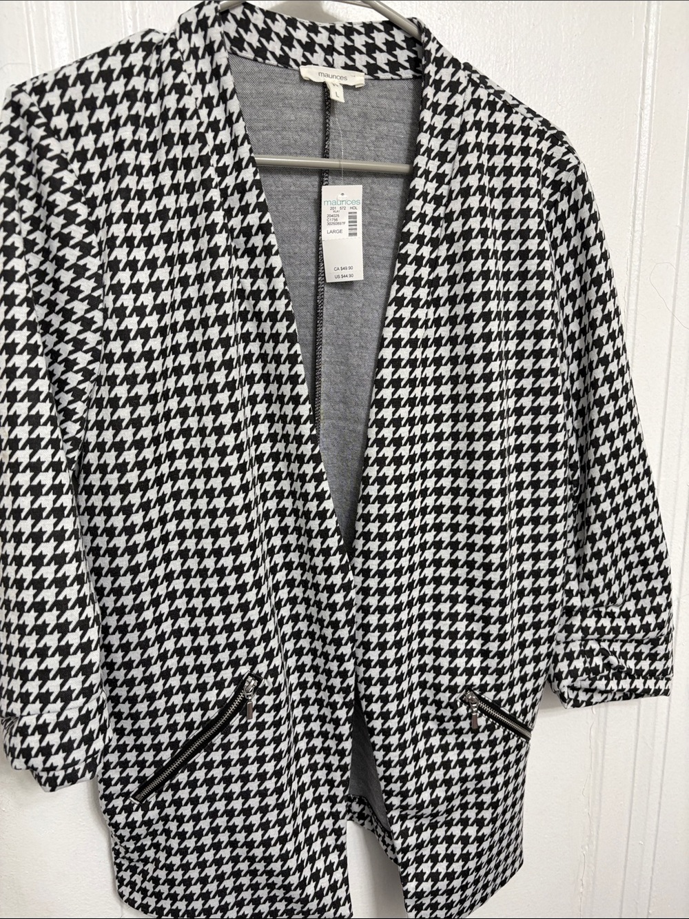 Maurices Black and White Houndstooth Blazer